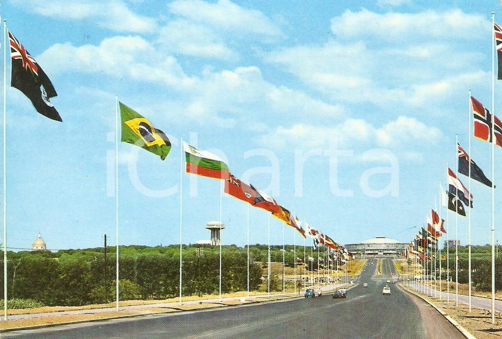 Cartolina originale da collezione 1963 ROMA Viale Cristoforo Colombo  Palazzo dello Sport Cartolina FG VG 1