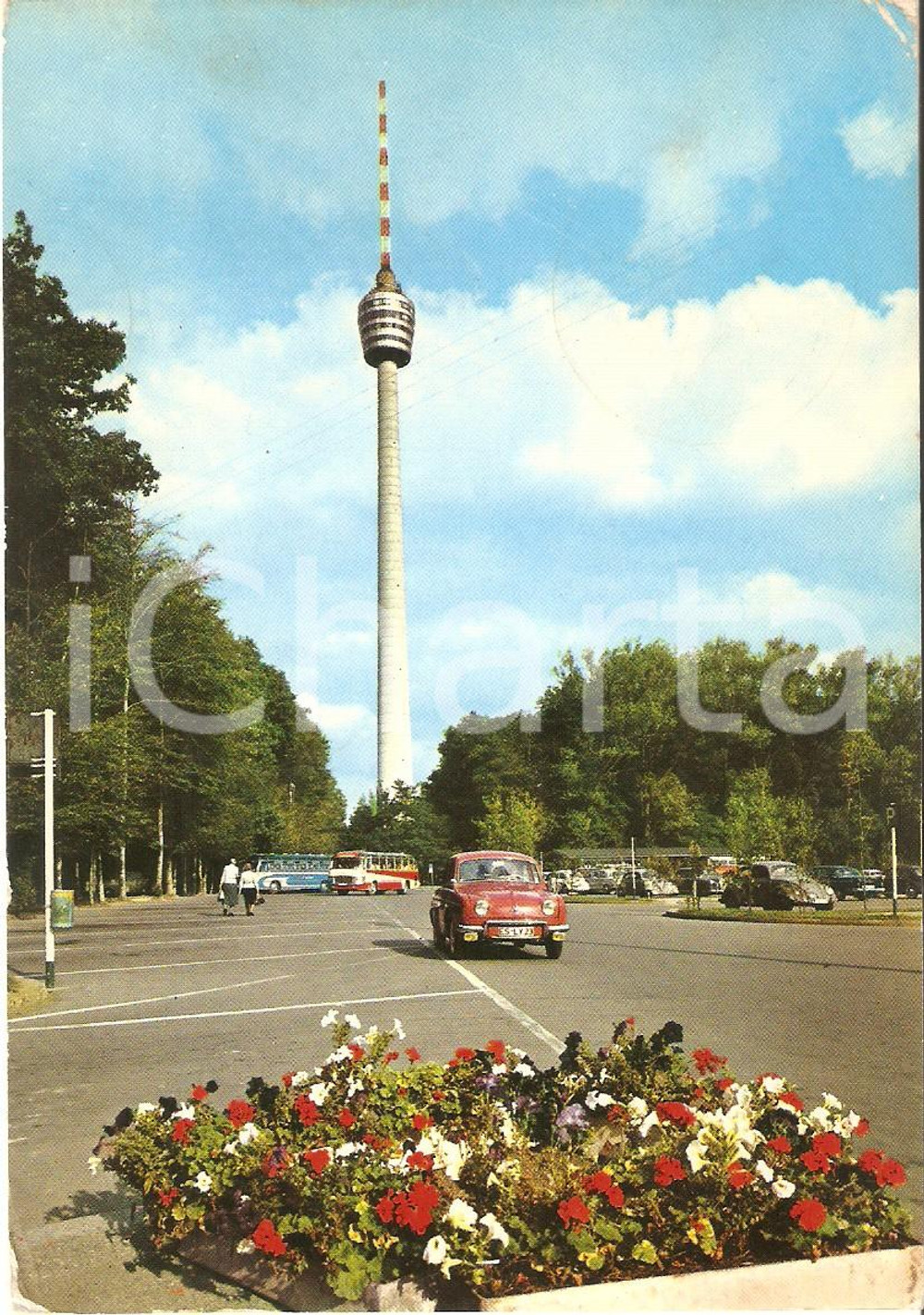 Cartolina originale da collezione 1968 STUTTGART GERMANY Torre della televisione FERNSEHTURM Cartolina FG VG 1