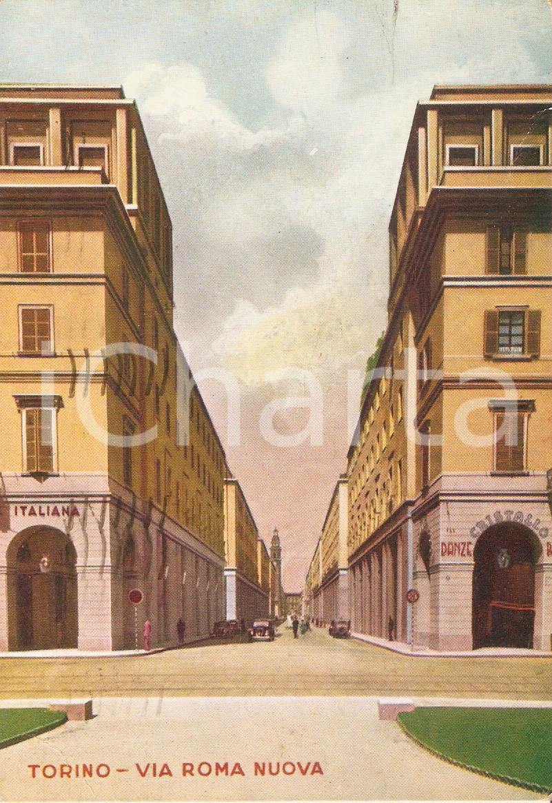 Cartolina originale da collezione 1941 TORINO Via Roma nuova con Bar Cristallo Cartolina FG VG 1
