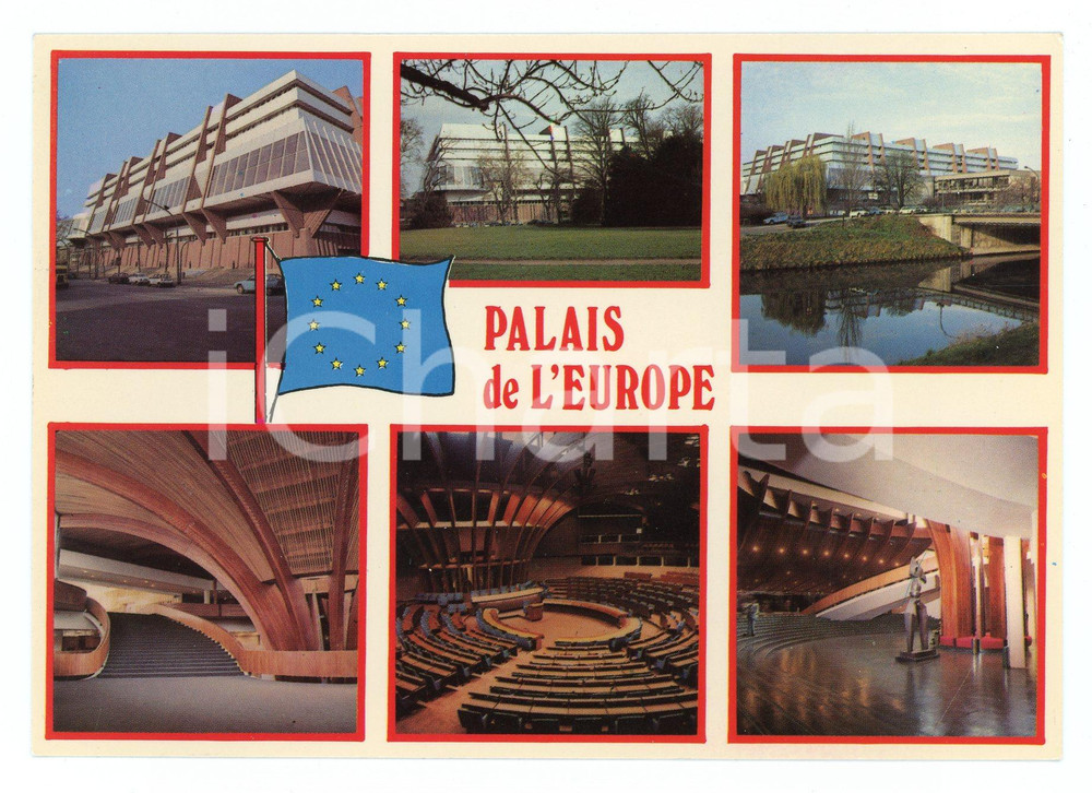Cartolina originale da collezione 1977 ca STRASBOURG France Palais de l EUROPE Henry BERNARD Vedutine VINTAGE 1