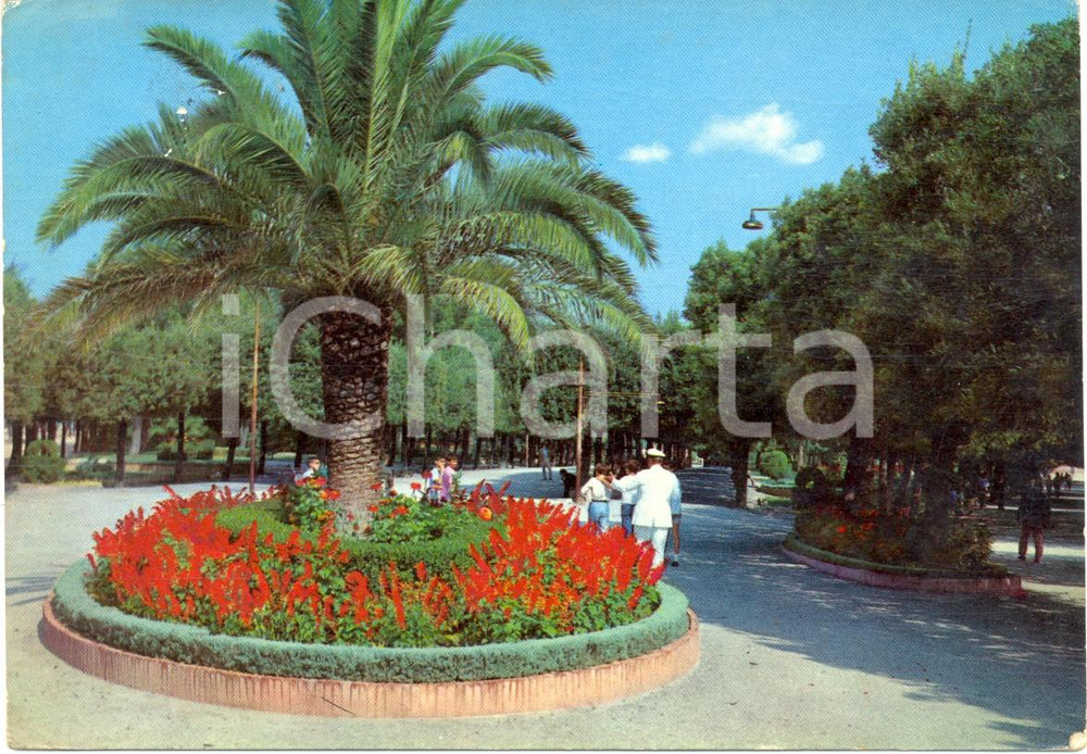 Cartolina originale da collezione 1970 ca LUCERA FG Interno della Villa Comunale ANIMATA Cartolina VINTAGE FG VG 1