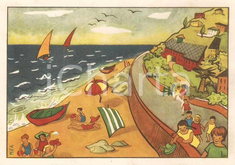 Cartolina originale da collezione 1960 ca MILANO Patronato scolastico  Illustrazione di MEA Cartolina FG NV 1