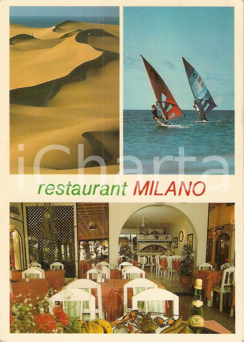 Cartolina originale da collezione 1987 PLAYA DEL INGLES  GRAN CANARIA SPAGNA Restaurant MILANO Cartolina FG VG 1
