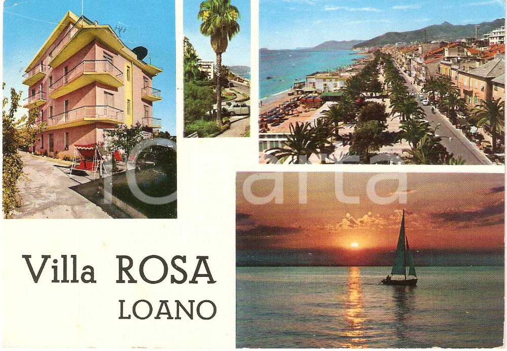 Cartolina originale da collezione 1969 LOANO SV Pensione VILLA ROSA Vedutine VINTAGE Cartolina FG VG 1