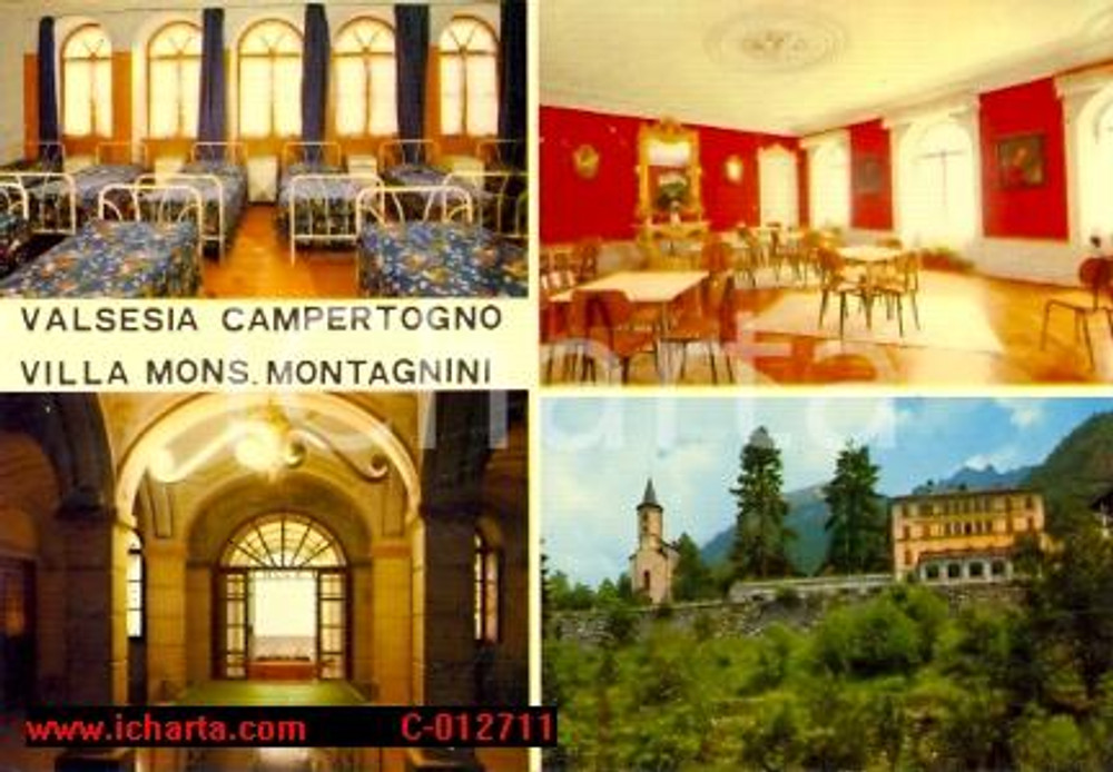 Cartolina originale da collezione 1977 VALSESIA CAMPERTOGNO Villa M. Montagnini Soggiorno CIF VINTAGE FG VG 1
