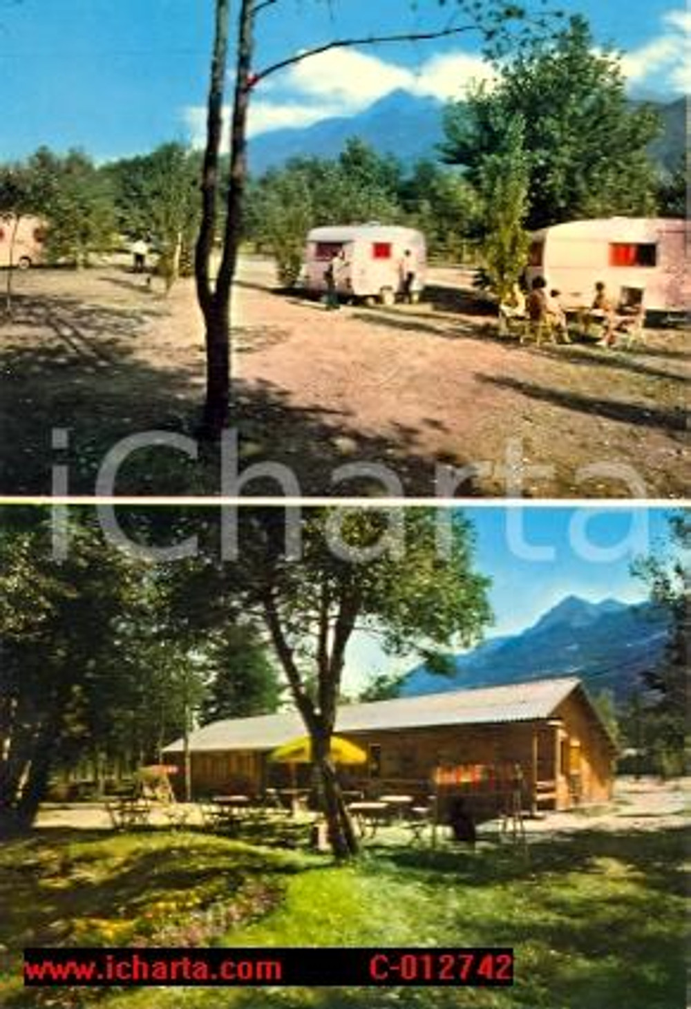 Cartolina originale da collezione 1973 SARRE AO Parco Internazionale T.C.I. Camping e Ristorante FG VG VINTAGE 1