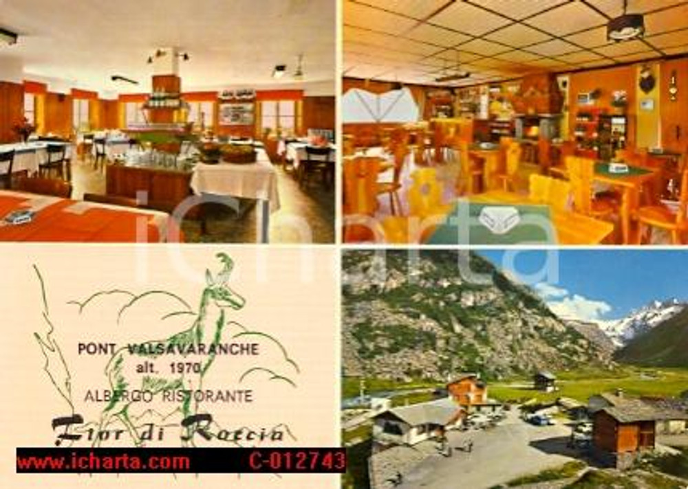 Cartolina originale da collezione 1973 PONT VALSAVARANCHE Ristorante FIOR DI ROCCIA Annullo Aeronautica VINTAGE 1