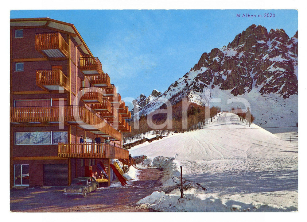 Cartolina originale da collezione 1968 OLTRE IL COLLE BG ALBEN Hotel con Monte ALBEN Cartolina VINTAGE FG VG 1