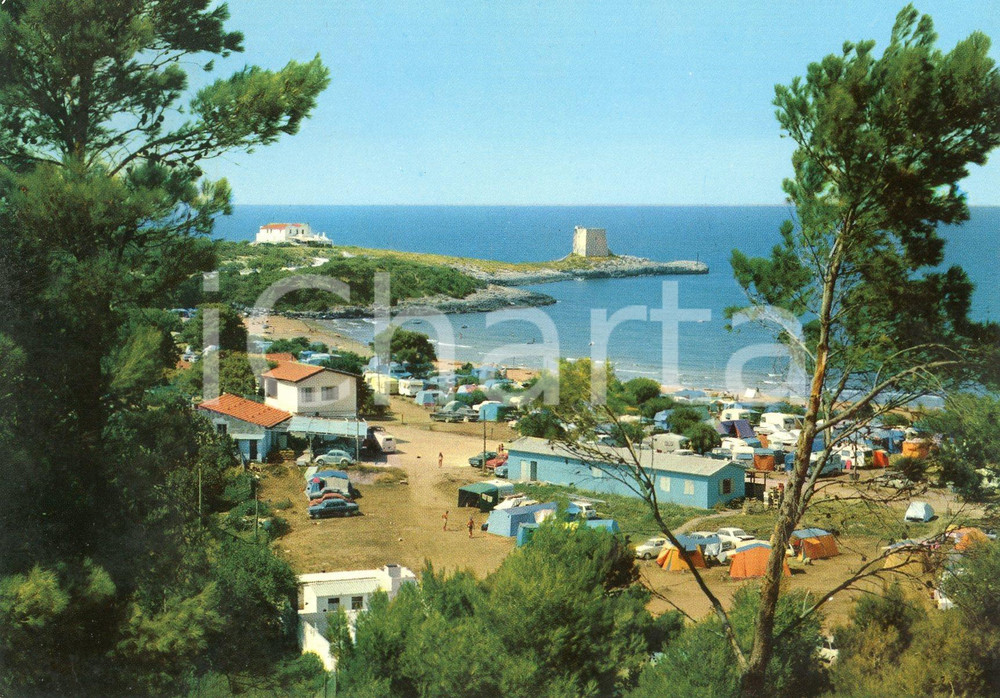 Cartolina originale da collezione 1969 PESCHICI FG Camping Internazionale MANACORE Cartolina VINTAGE FG VG 1