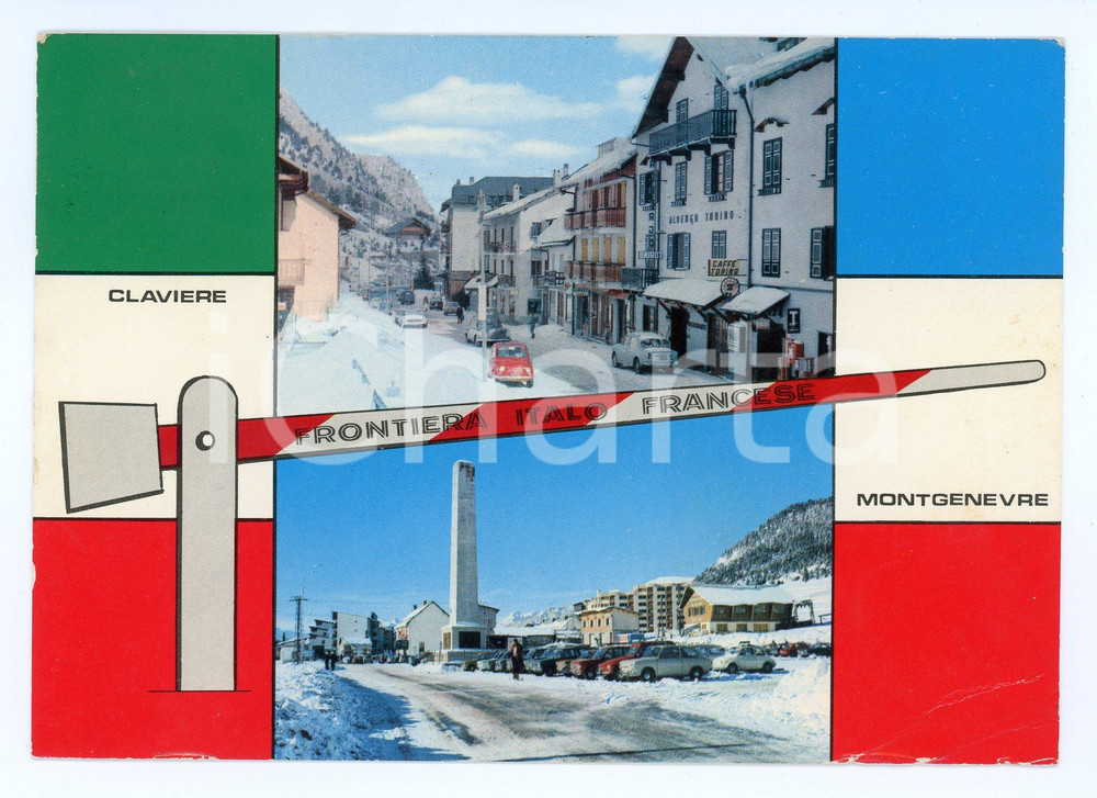 Cartolina originale da collezione 1974 CLAVIERE  MONTGENEVRE TO Frontiera Italofrancese Cartolina ANIMATA FG 1