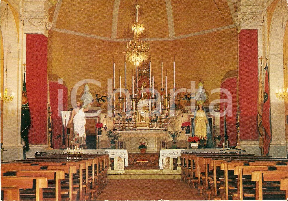 Cartolina originale da collezione 1975 ca ISOLA DEL GIGLIO GR Interno chiesa di GIGLIO CASTELLO Cartolina FG NV 1