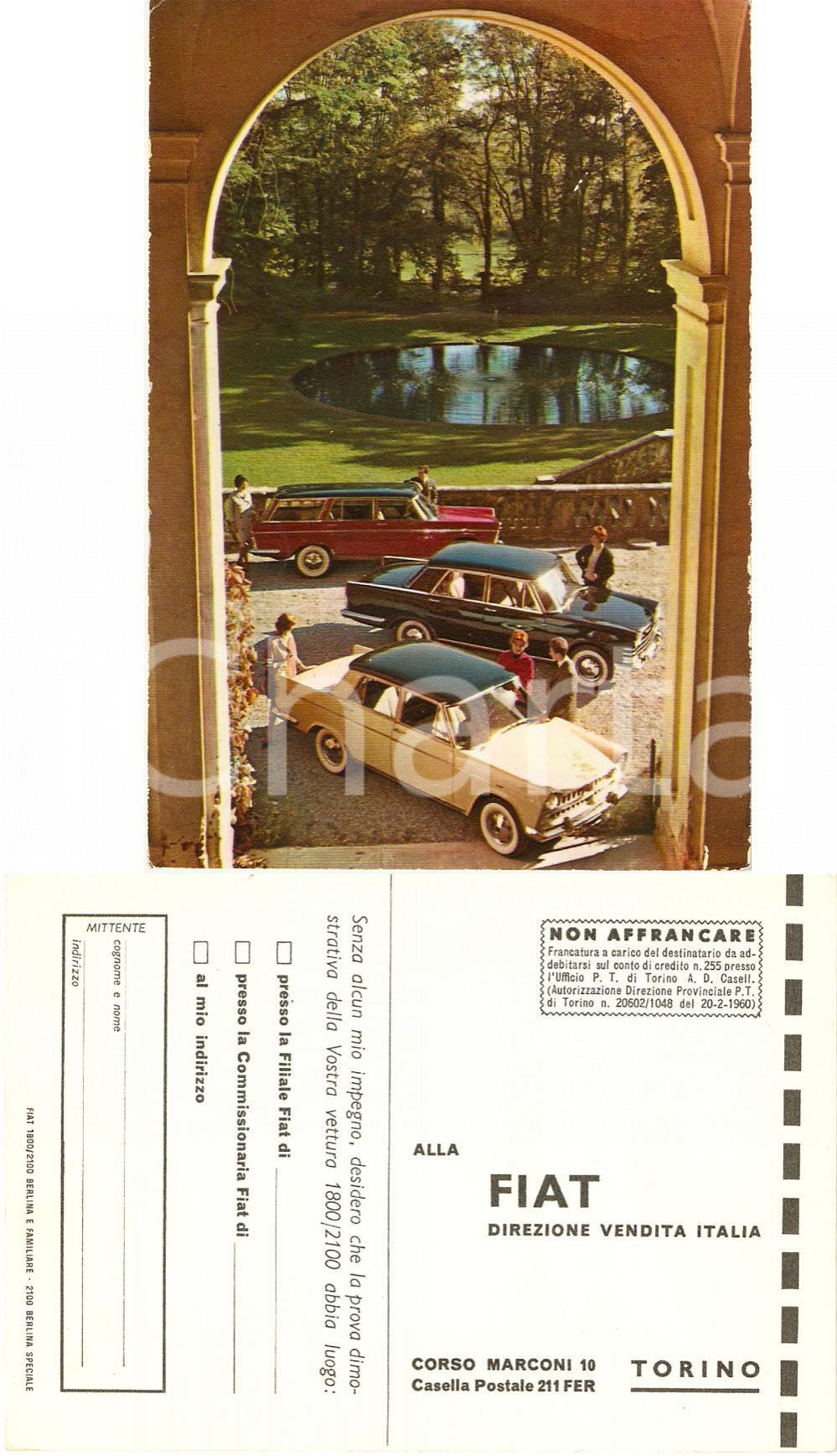 Cartolina originale da collezione 1960 TORINO Nuova FIAT 180/2100 pronta per prova su strada Cartolina VINTAGE FG 1