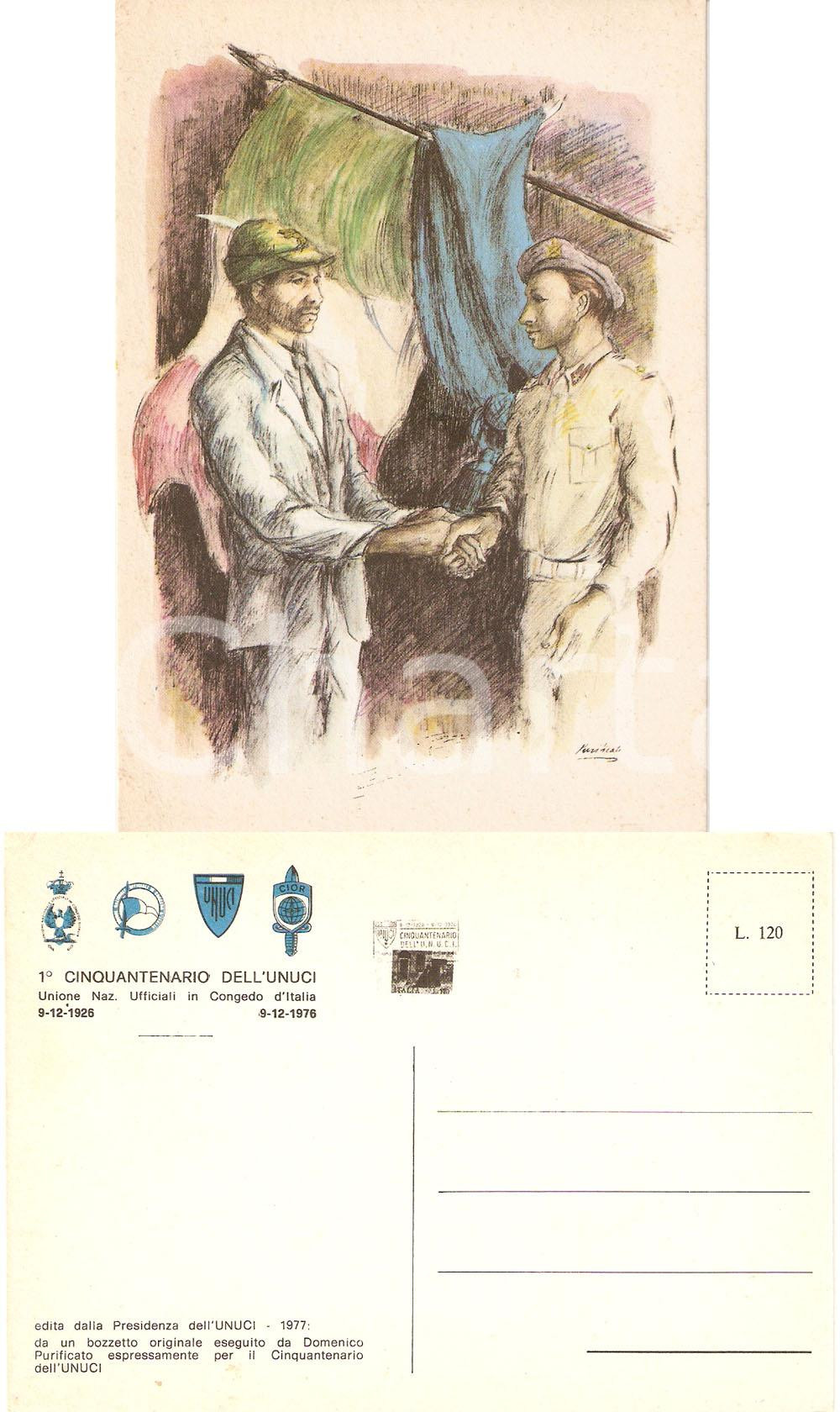 Cartolina originale da collezione 1976 UNUCI Primo Cinquantenario Illustrazione Domenico PURIFICATO Cartolina 1 1