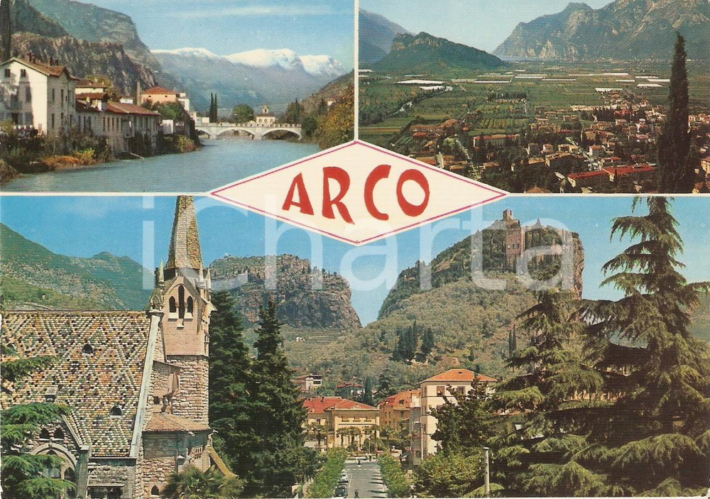 Cartolina originale da collezione 1975 ca ARCO TN Vedutine del paese Cartolina FG NV 1