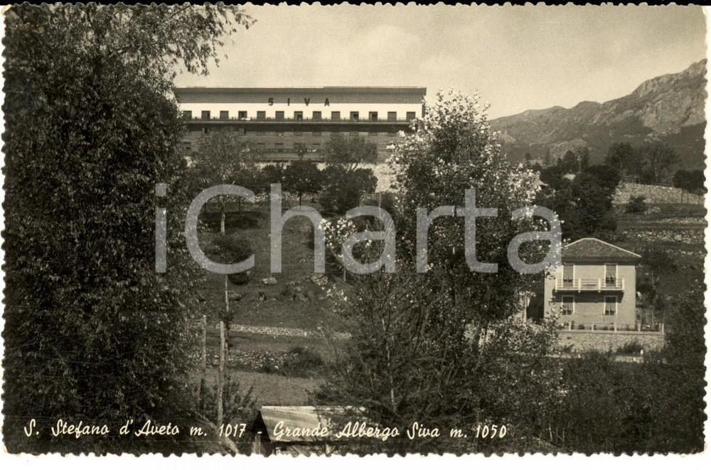 Cartolina originale da collezione 1950 ca SANTO STEFANO D'AVETO (GE) Il Grande Albergo SIVA *Cartolina FP NV 1