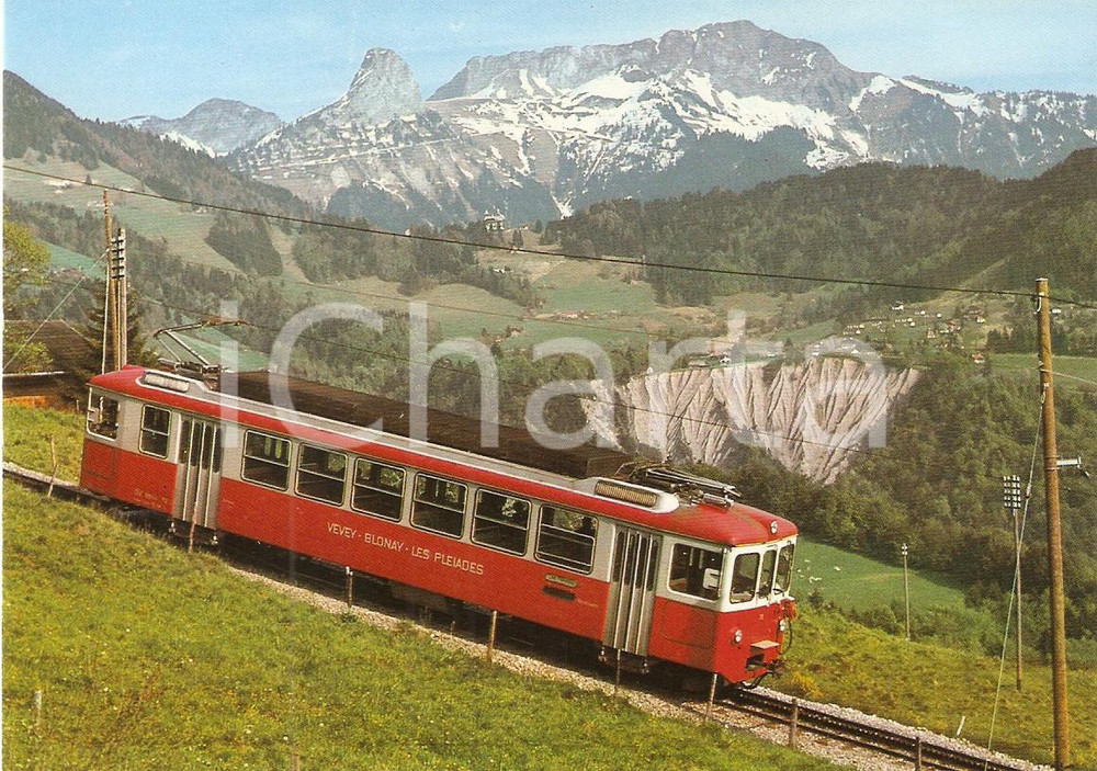 Cartolina originale da collezione 1975 SVIZZERA Chemins de fer Electriques Veveysans CEV Locomotiva Cartolina FG 1