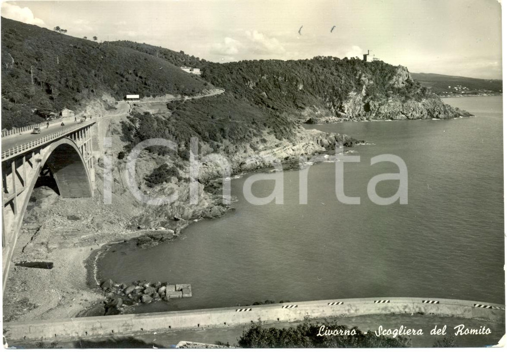 Cartolina originale da collezione 1954 LIVORNO Panoramica aerea scogliera del ROMITO *Cartolina FG VG 1