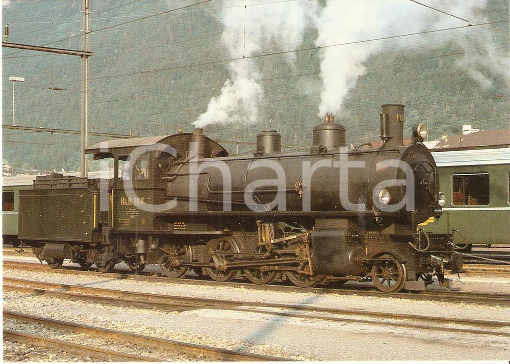 Cartolina originale da collezione 1975 ca SVIZZERA Rhätische Bahn RhB Locomotiva a vapore Ge 4/5 108 Cartolina FG 1