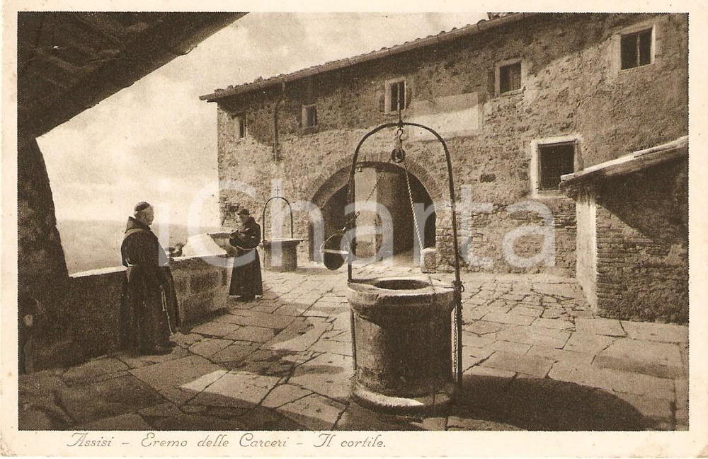 Cartolina originale da collezione 1934 ASSISI PG Frati all Eremo delle Carceri Cartolina ANIMATA FP VG 1