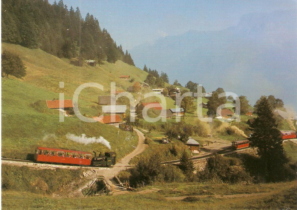 Cartolina originale da collezione 1975 ca SVIZZERA Brienz Rothorn Bahn BRB Treno attraversa PLANALP Cartolina FG 1