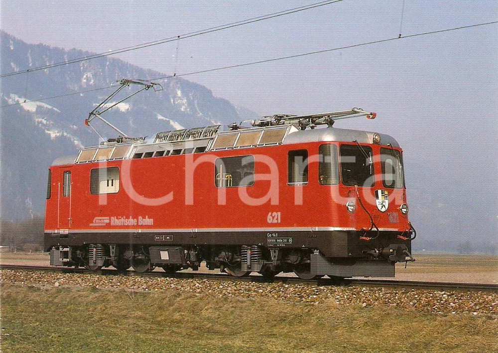 Cartolina originale da collezione 1984 LANDQUART SVIZZERA Rhätische Bahn RhB Locomotiva Ge 4/4 II 621 Cartolina 1