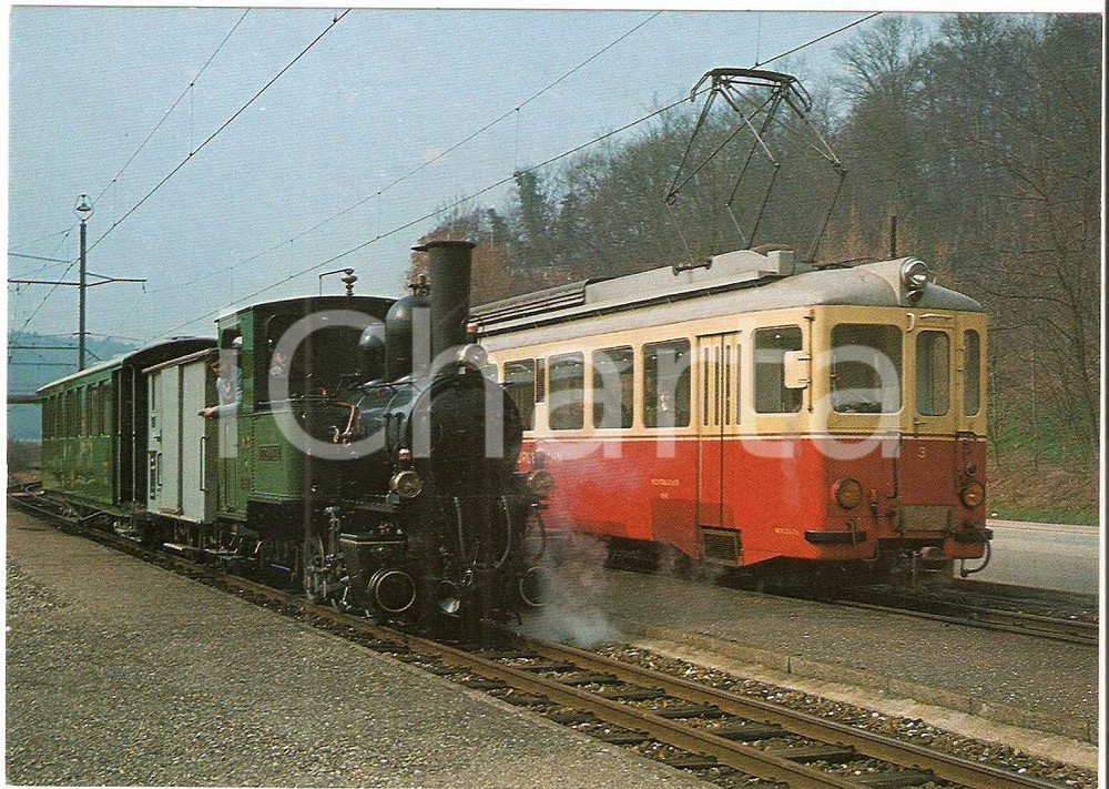 Cartolina originale da collezione 1980 SVIZZERA Ferrovia WALDENBURGERBAHN Locomotive Cartolina CENTENARIO 1