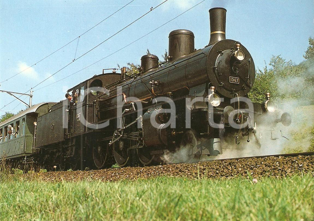 Cartolina originale da collezione 1975 ca SVIZZERA Ferrovie SBB Locomotiva a vapore B 3/4 nr. 1367 *Cartolina FG 1