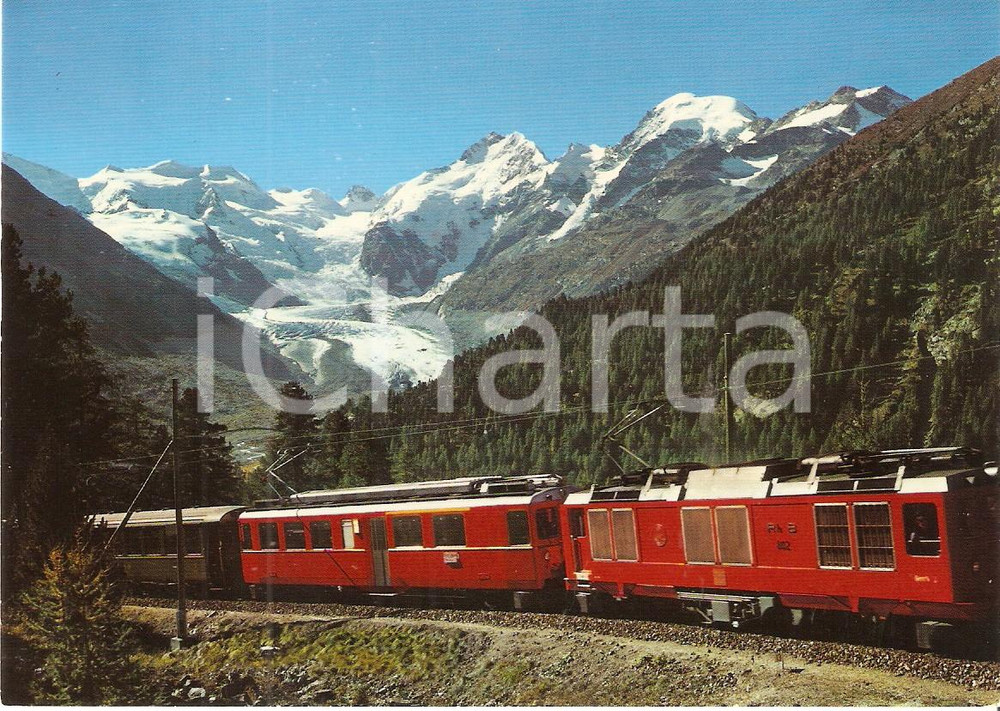 Cartolina originale da collezione 1975 ca SVIZZERA Berninabahn Ghiacciaio del MORTERATSCH Bellavista *Cartolina FG 1