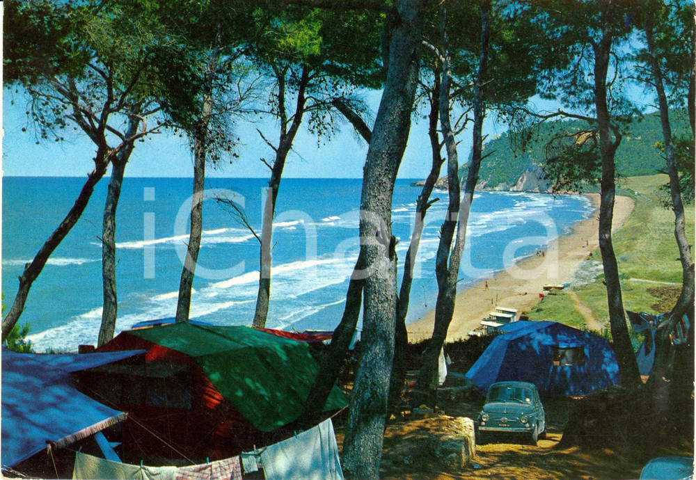 Cartolina originale da collezione 1981 PESCHICI (FG) Campeggio CALENELLA con FIAT 500 *Cartolina FG NV 1