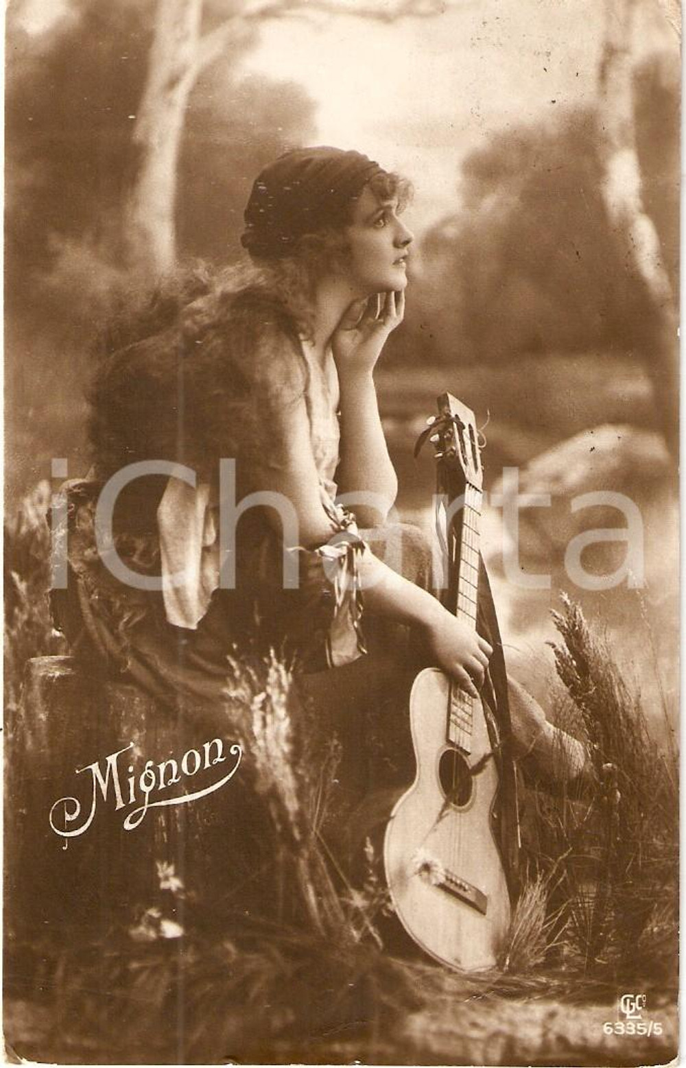 Cartolina originale da collezione 1920 ca MIGNON opera Gipsy girl with guitar Portrait *Cartolina FP VG 1