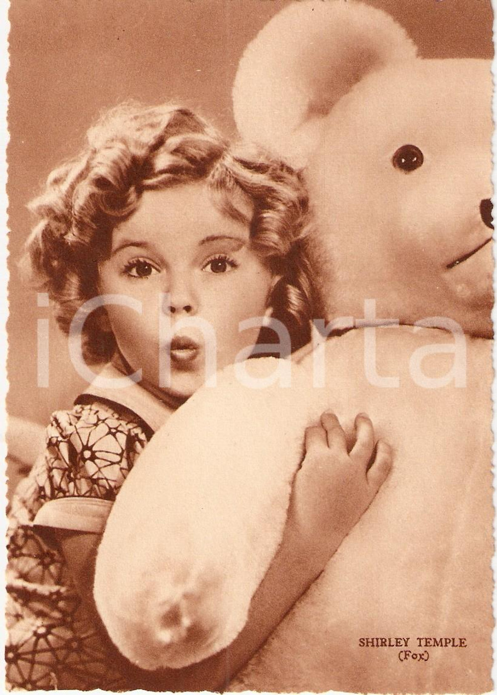 Cartolina originale da collezione 1937 CINEMA Shirley TEMPLE hugs a teddy bear Actress FOX *Cartolina FG NV 1