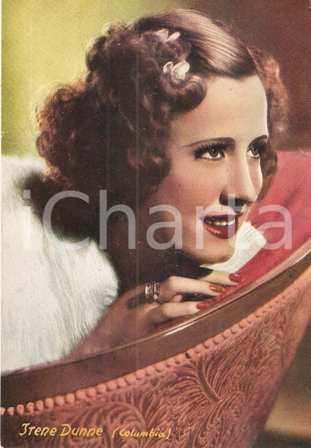 Cartolina originale da collezione 1940 ca CINEMA Ritratto Irene DUNNE attrice COLUMBIA *Cartolina FG NV 1