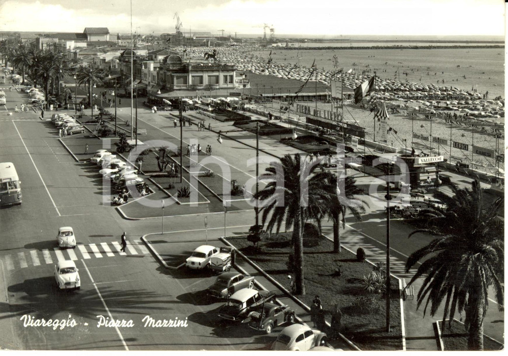 Cartolina originale da collezione 1962 VIAREGGIO LU Piazza MAZZINI con MOSTRA DEL LIBRO Cartolina ANIMATA FG VG 1