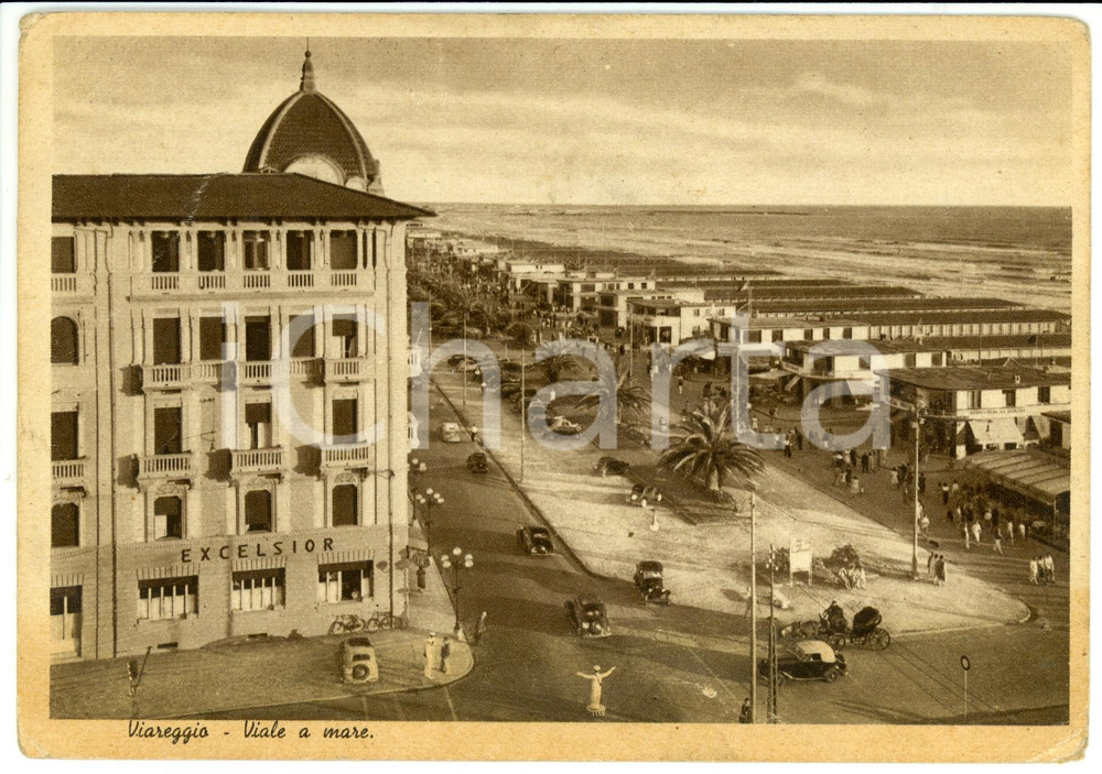 Cartolina originale da collezione 1940 ca VIAREGGIO (LU) Lungomare e albergo EXCELSIOR  *Cartolina DANNEGGIATA 1