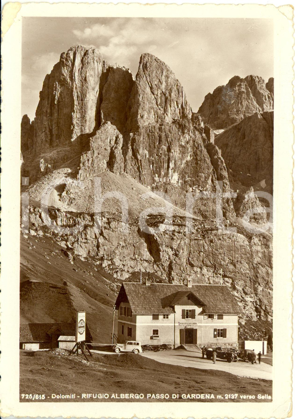 Cartolina originale da collezione 1937 PASSO DI GARDENA BZ Rifugio PASSO DI GARDENA e monte SELLA FG VG 1
