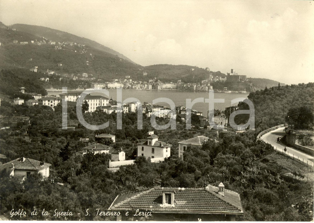 Cartolina originale da collezione 1940 LERICI (SP) Golfo di LA SPEZIA con veduta di SAN TERENZO *Cartolina FG VG 1