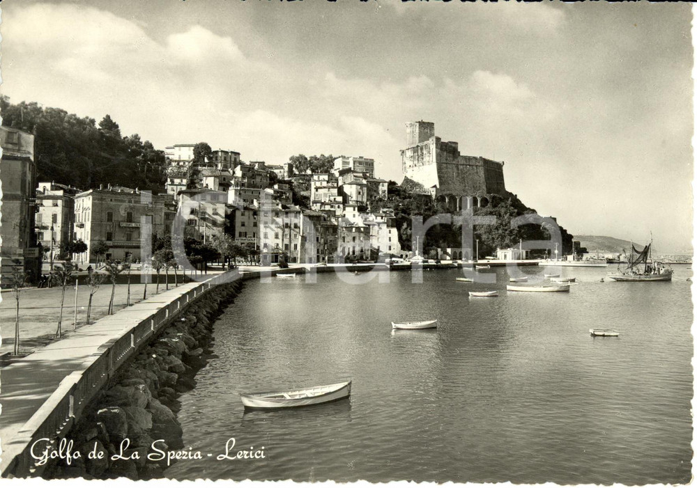 Cartolina originale da collezione 1952 LERICI SP Veduta con ristorante ITALIA e LA CALATA Cartolina FG VG 1