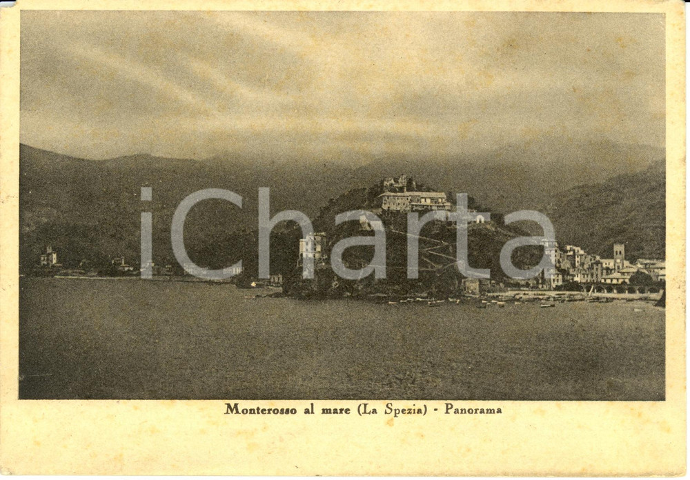 Cartolina originale da collezione 1947 MONTEROSSO SP Veduta del paese dal mare Cartolina DANNEGGIATA FG VG 1