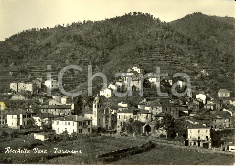 Cartolina originale da collezione 1966 ROCCHETTA DI VARA SP Veduta panoramica del paese tra le colline FG VG 1