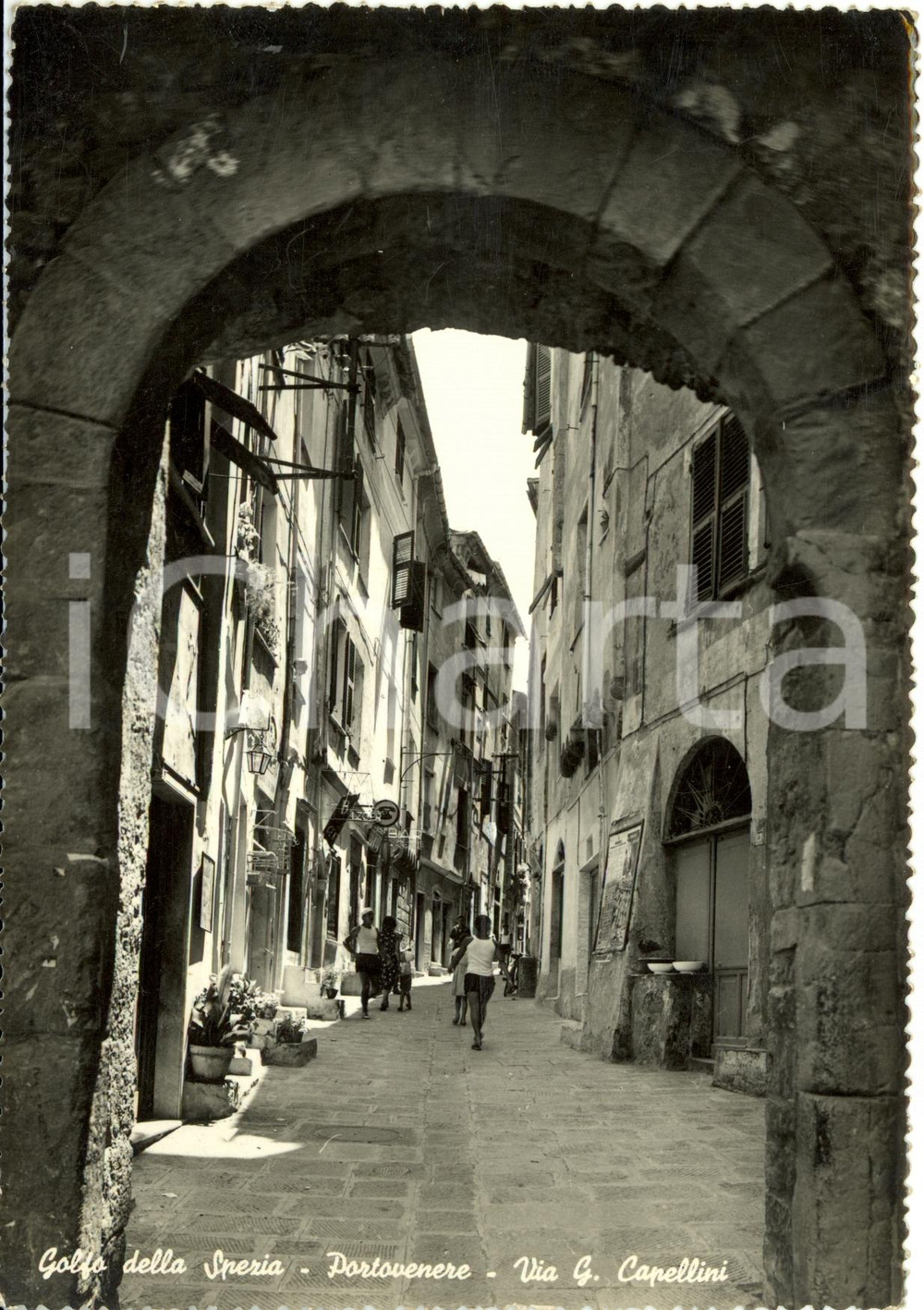 Cartolina originale da collezione 1955 PORTOVENERE (SP) Scorcio di via Giovanni CAPPELLINI Cartolina ANIMATA FG VG 1