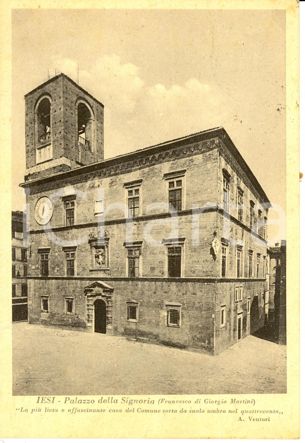 Cartolina originale da collezione 1949 JESI (AN) Veduta del palazzo della SIGNORIA *Cartolina DANNEGGIATA FG VG 1