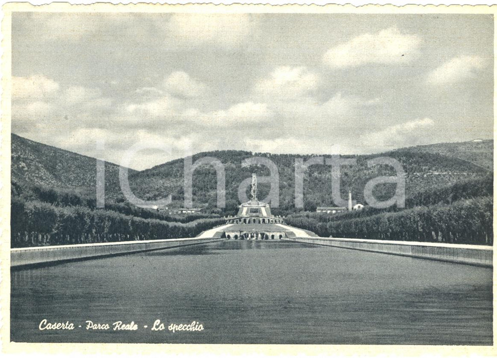 Cartolina originale da collezione 1957 CASERTA Veduta del PARCO REALE con lo SPECCHIO  Cartolina FG VG 1