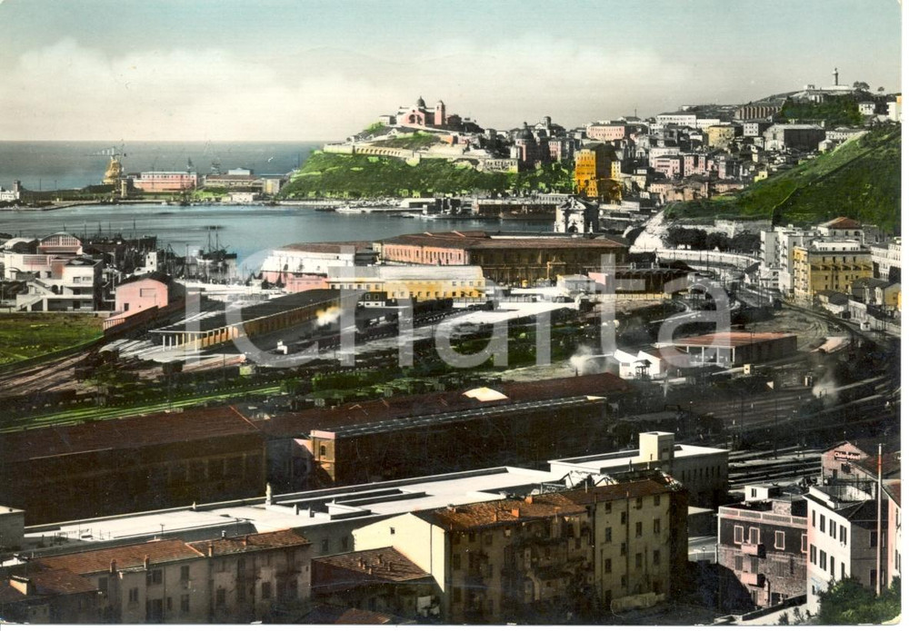 Cartolina originale da collezione 1954 ANCONA Veduta panoramica della cittÃ  con il porto *Cartolina FG VG 1