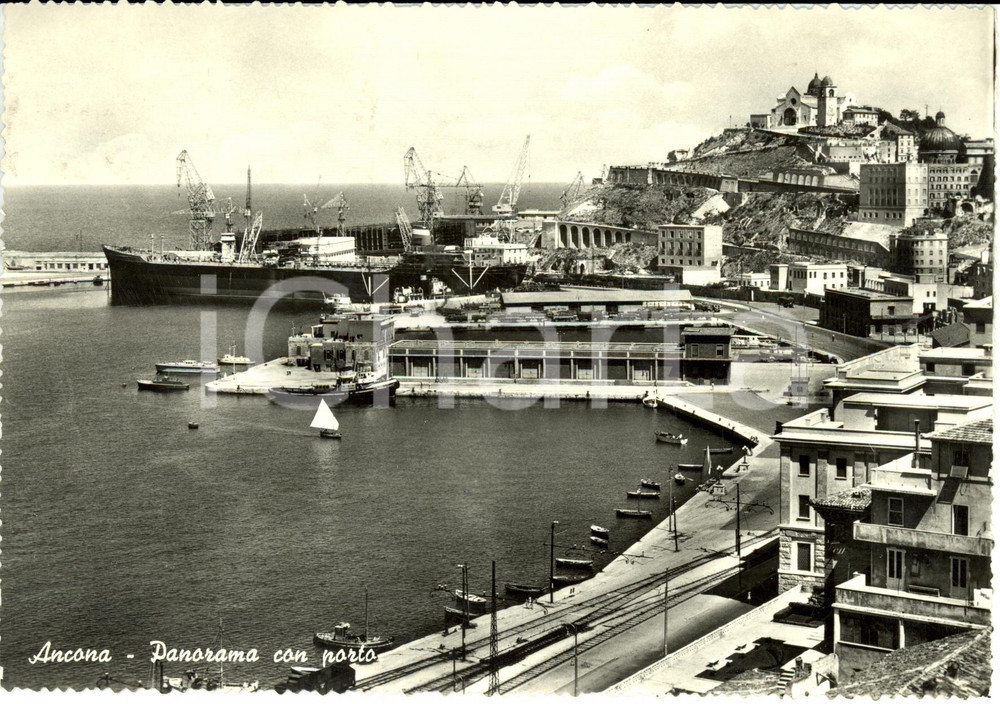 Cartolina originale da collezione 1960 ANCONA Veduta panoramica del porto e della cittÃ  alta Cartolina FG VG 1