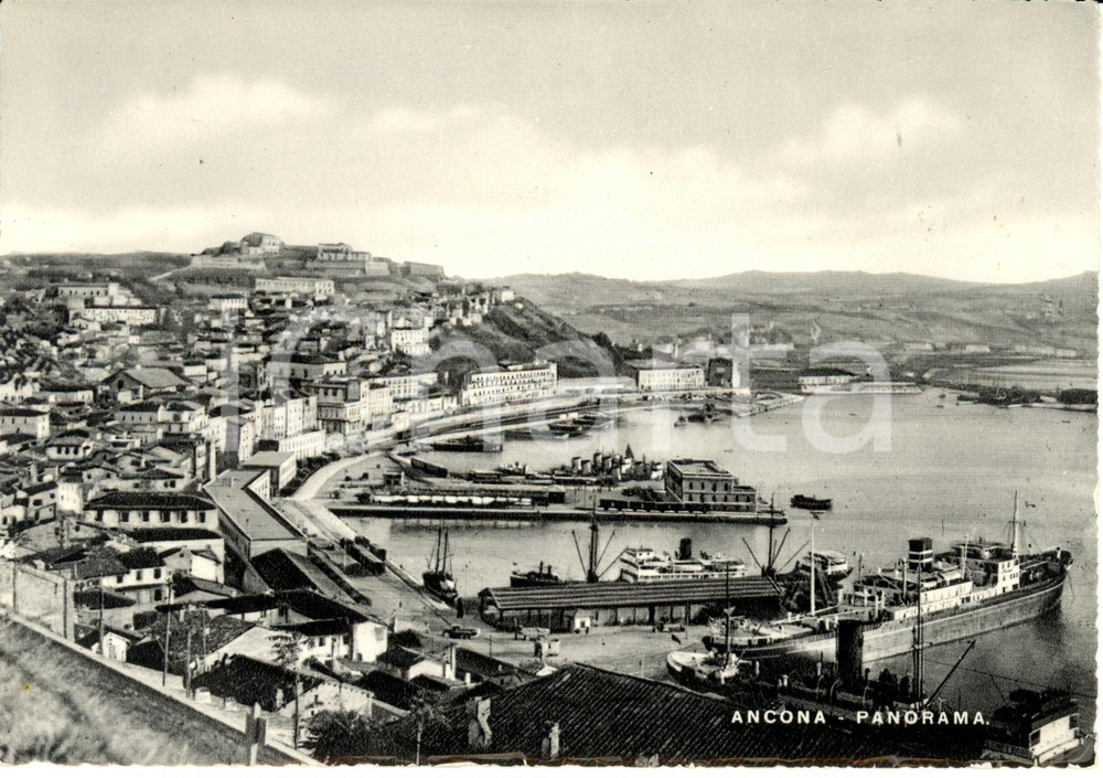 Cartolina originale da collezione 1950 ca ANCONA Veduta panoramica della cittÃ  con il porto  FG NV 1