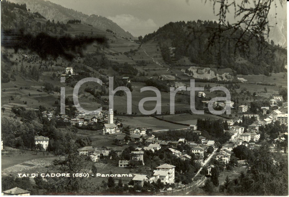 Cartolina originale da collezione 1955 PIEVE DI CADORE (BL) Frazione TAI con panorama montano *cartolina FG VG 1