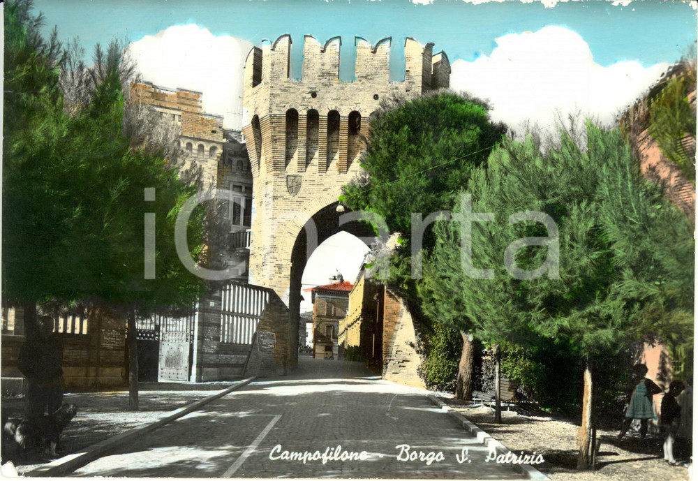 Cartolina originale da collezione 1955 ca CAMPOFILONE (FM) Borgo San PATRIZIO da porta MARINA * Cartolina FG VG 1
