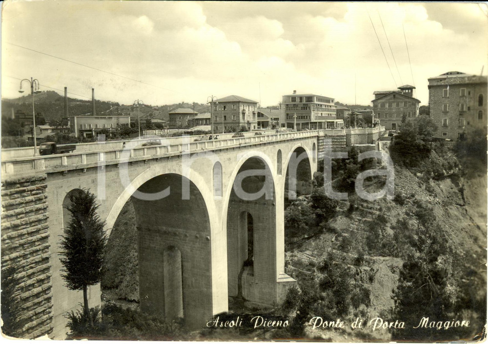 Cartolina originale da collezione 1960 ASCOLI PICENO Il ponte di porta MAGGIORE  Cartolina ANIMATA FG VG 1