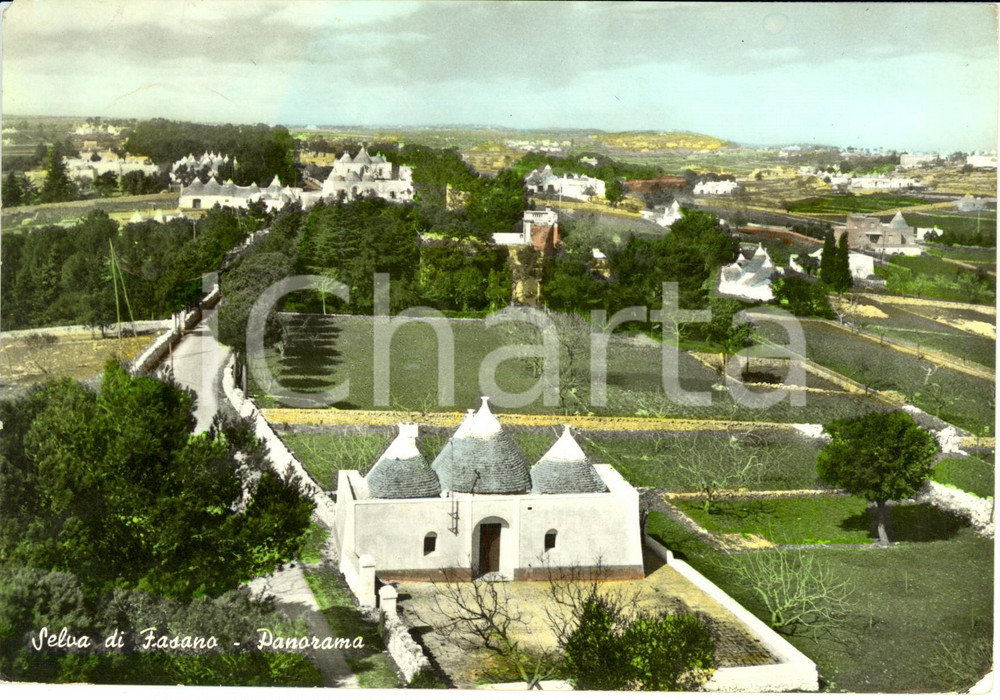 Cartolina originale da collezione 1959 SELVA DI FASANO BR Veduta aerea con trulli Cartolina FG VG 1