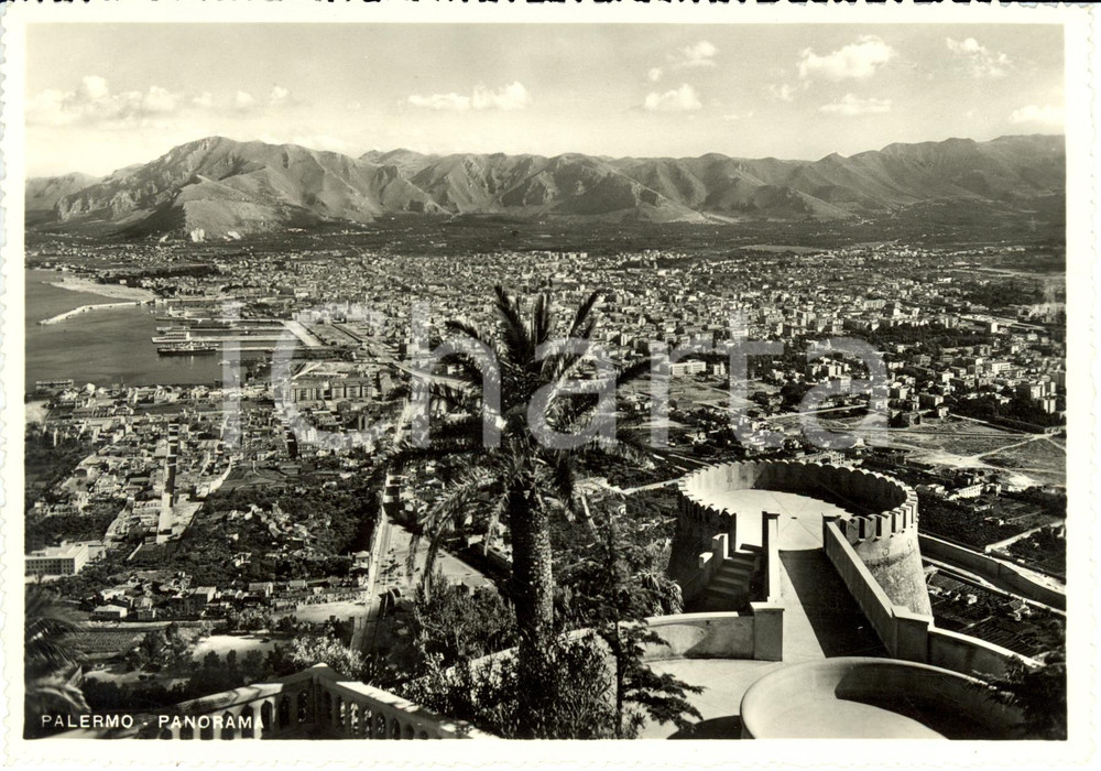 Cartolina originale da collezione 1960 ca PALERMO Panorama della cittÃ  dal castello Cartolina FG NV 1